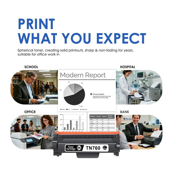 TN760 TN 760 Toner Cartridge Black 2-Pack Compatible for Brother TN760 TN 760 TN-760 TN730 TN 730 Toner for MFC-L2710DW MFC-L2750DW HL-L2370DW HL-L2395DW DCP-L2550DW Printer