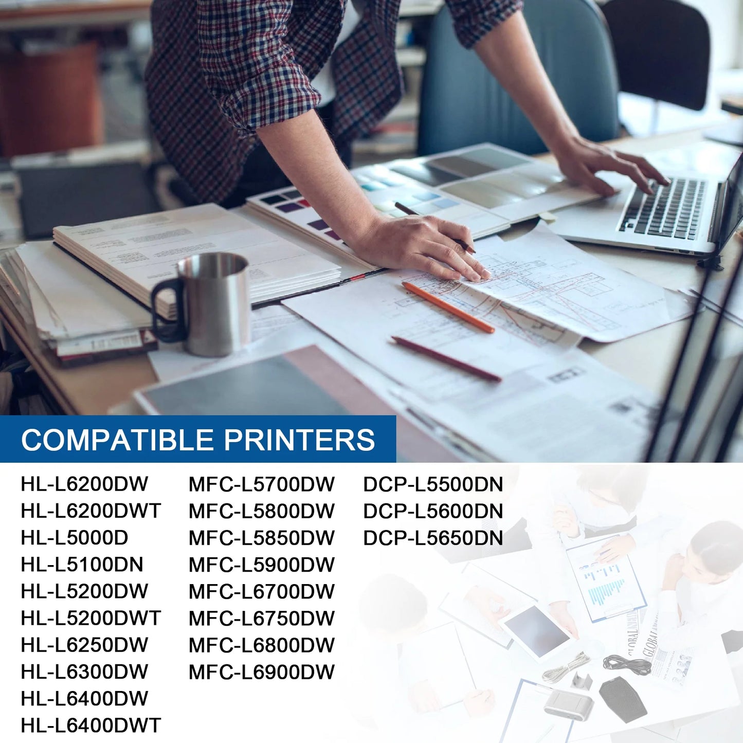 TN850 Toner Cartridge Replacement for Brother TN850 Black Toner Compatible for HL-L5000D Printer.