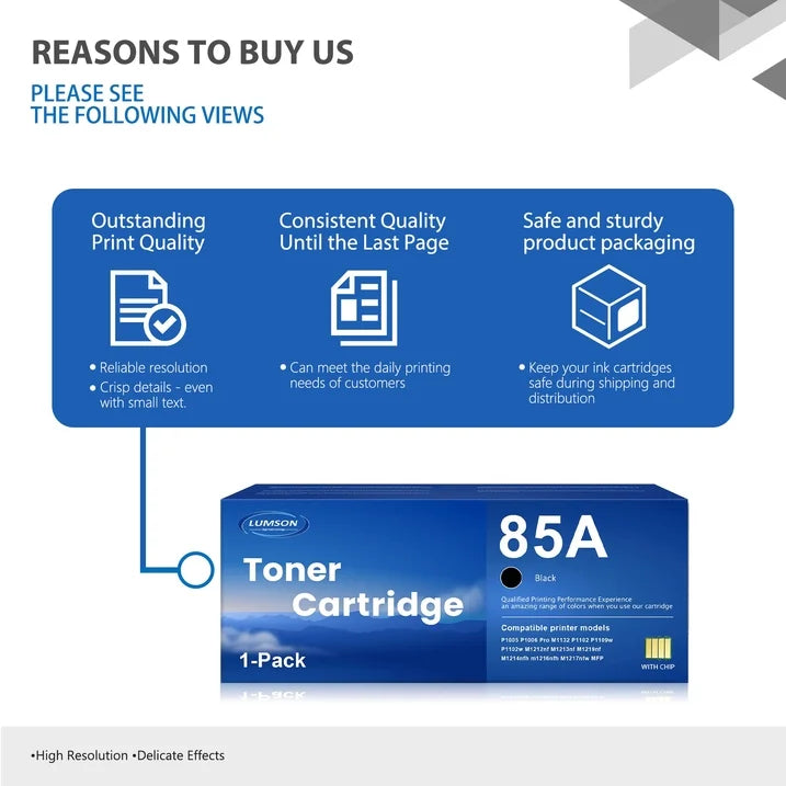 85A Toner P1102W Toner Cartridge: Compatible for 85A Toner for Pro P1102w MFP M1217nfw M1212nf P1102 Ink Printer, CE285A 1 Black