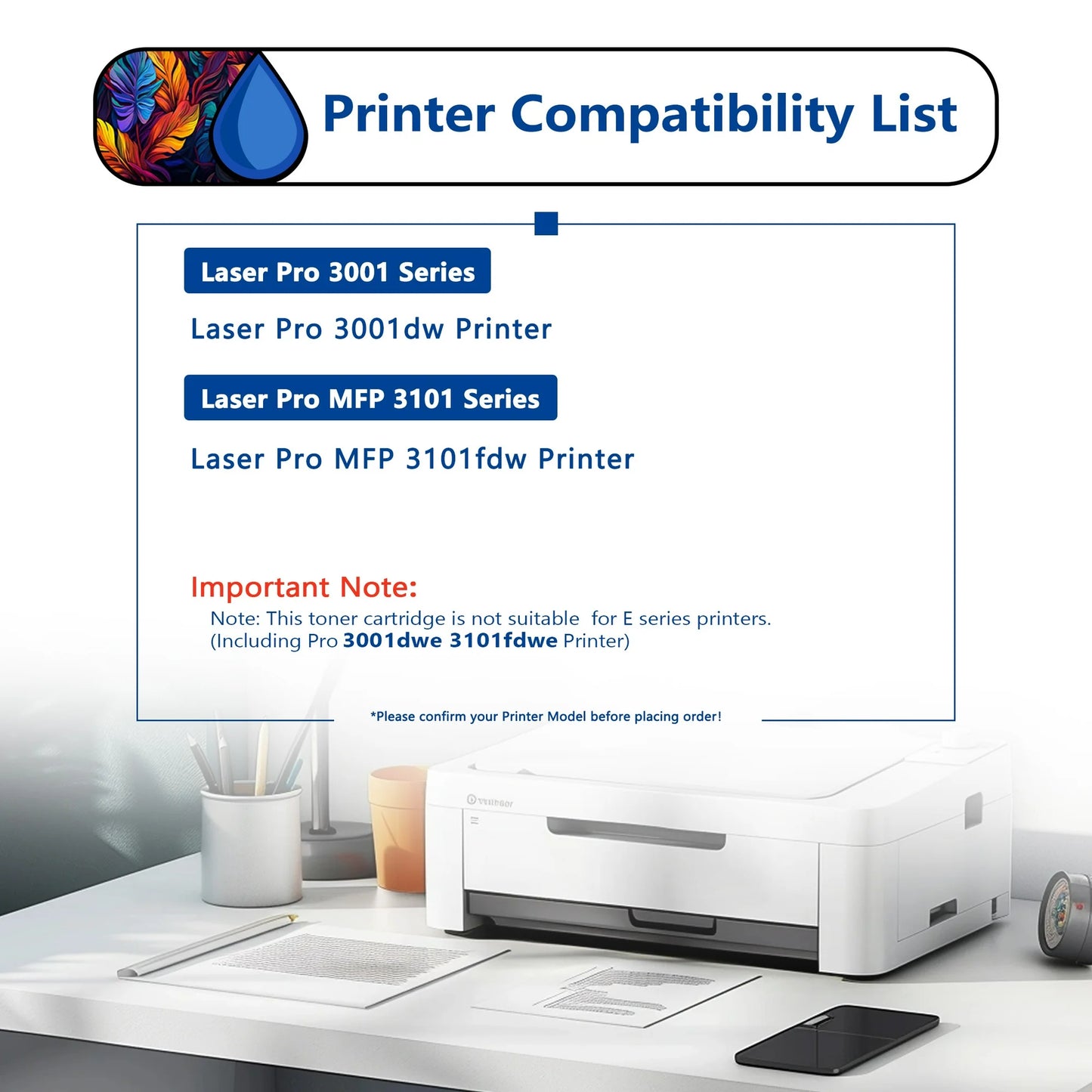 138A Toner Cartridge 1 Pack Compatible for 138A W1380A Black Toner Cartridges for Laser Pro 3001, MFP 3101 Series Printers