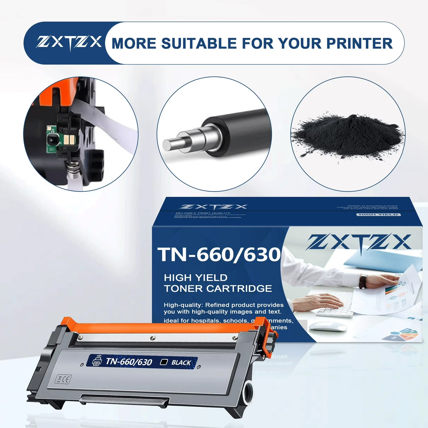 TN660 TN630 Toner Black Compatible for Brother TN660 TN630 Toner Cartridge Printer
