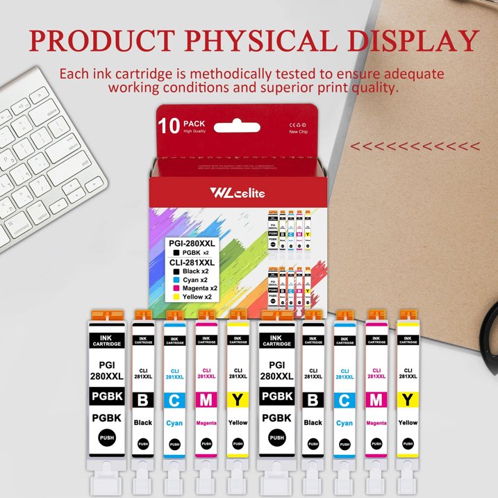 PGI 280XXL CLI 281XXL Ink Compatible for Canon 280 281 Ink Cartridge for TR8620a TR8620 TS9520 Printer (10 Pack)