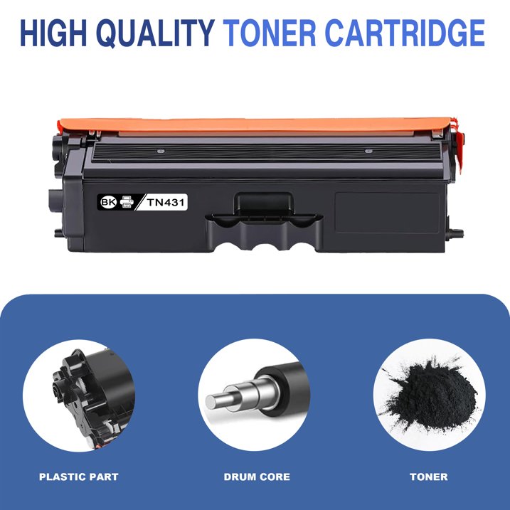 TN431 Toner Cartridges 1 Pack Black ZXTZX Compatibles for Brother TN431 Toner HL-L8260CDW MFC-L8610CDW Series Printers