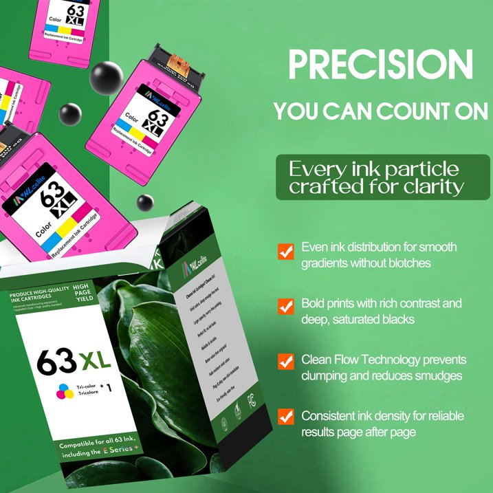 63 Tri-color Ink Cartridge Compatible for HP 63 63XL Ink Cartridge (1 Pack)