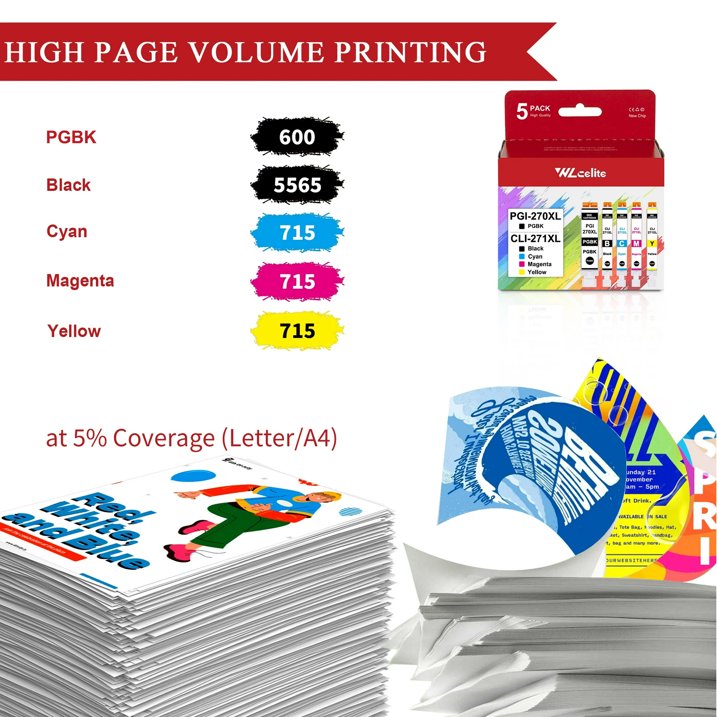 PGI-270XL CLI-271XL Ink Cartridges Compatible for Canon 270XL 271XL Ink Cartridge for TS9020 TS8020 MG7720 Printer
